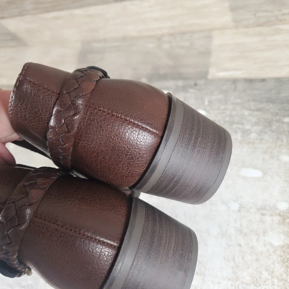 Baretraps Palmer Women Ankle Bootie Sz 11 M Brush Brown Leather Buckle Round Toe